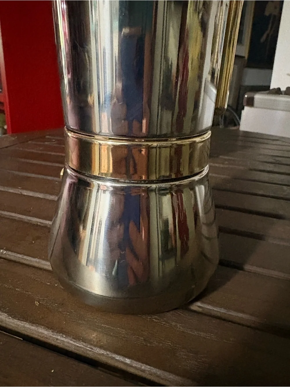 Vespress`Espresso Coffee Maker VEV INOX 18/10 stainless 24k Gold Trim Overlay